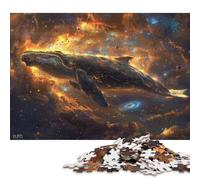 Affiche, image, impression sur métal, peinture Space Whale Flying W Stars de BOUNTEES Puzzle carrés pour adultes, puzzle en bois, jeux de défi uniques 500 pièces (52x38 cm)
