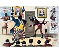 Affiche imprimée « A Political Debate in a Darktown Club Settling The Question Currier and Ives » (1884) (1857-1907) USA Washington DC Library of Congress (61 x 91 cm)