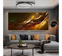 Affiche imprimée, peinture nuageuse marron clair et vert, traînée de lumière dans l'obscurité, tableau mural, salon, toile, art moderne, 60 x 120 cm, cadre interne