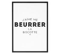 Affiche J'aime me beurrer la biscotte - Made In France - Tableau décoration murale - Cadeau Anniversaire citation Film et Série original rigolo (A3 (29,7 x 42 cm), Sans cadre)