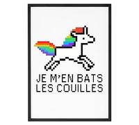 Affiche Je m'en bats les couilles - Made In France - Tableau décoration murale - Cadeau Anniversaire Humour original rigolo (A2 (59,4 x 42 cm), Sans cadre)