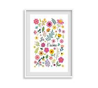 Affiche je t'aime fleur affiche décoration format A4 - deco salon salle de bain - Décoration design - Motif fleurs colorées plante - Idée cadeau - Thème nature - Impression haute qualité (A4)