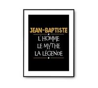 Affiche Jean-Baptiste prénom mythe légende Jaune | Poster Tableau Humour pour décoration murale qualité papier Premium A2