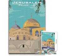 Affiche Jérusalem Palestine - Puzzle de 1000 pièces pour Adolescents - Jeu éducatif et Casse-tête - Cadeau mémorable et touchant - 38x26cm