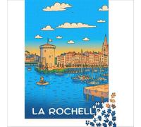 Affiche La Rochelle Puzzle 1000 pièces | puzzle comme cadeau de fête des pères un super cadeau pour papa pour une pause relaxante pendant son temps libre38x52cm