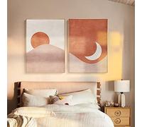 Affiche Le Soleil Et La Lune Toile tableau Peinture Nordique Murale Art Affiche Imprimer Pour Salon Lit Chambre Decoration à La Maison Murale Tableaux Sans Cadre 40×50cm×2 Pcs