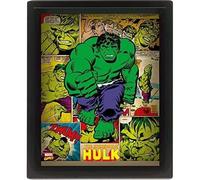 Affiche lenticulaire 3D - Marvel Comics - Hulk - 28,7 x 23,5 cm - Décoration murale - Intérieur