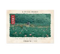 Affiche L'Étang du Sanctuaire Benten,Paysages Scéniques Tableaux sur Toile,Images en Gravure sur Bois,Estampes d'Art Ukiyo-e,Art Murial Japonais,Décoration Murale pour Salon et Chambre,Non Encadrée