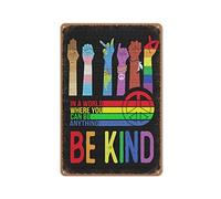 Affiche LGBT « Everyone is Welcome Here Hand », « Black Lives Matter », drapeau arc-en-ciel LGBT, Love No Gender, décoration de style rétro pour restaurant, garage, café - 20,3 x 30,5 cm