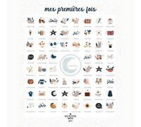 Affiche mes premières fois souris cobalt maman et papa (40 x 50 cm)