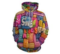 Affiche Message Encourageant Sweat À Capuche Hommes Femmes Patchwork Géométrique Pull Sweats Manches Longues Sweat À Capuche Sweats Avec Timon Poches Pour Adulte Mode Décontractée, Sweatshirts Rose