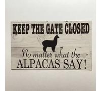 Affiche Métal Gardez La Porte Fermée, Peu Importe Ce Que Disent Les Alpagas Rétro Métal Signes Vintage Poster Métallique pour Magasins Cafés Office 20X30Cm