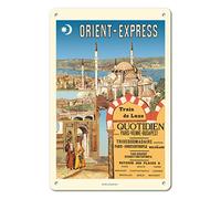 Affiche Métal Orient Express Paris Vienne Budapest Railroad 1891 Pas Facile À Rouiller Metal Tin Sign Pas Facile À Déformer Plaque Poster Pour Jardin Ferme Garage 20X30Cm