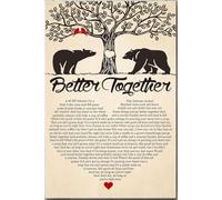 Affiche « Mieux ensemble » - Décoration murale d'amour - Cadeau pour amoureux - Petit ami, petite amie, âme sœur, épouse, conjoint, chéri(e) - Décoration intérieure - Toile ours encadrée - Impression
