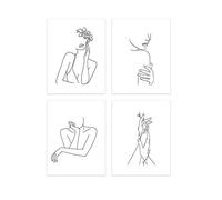 Affiche minimaliste dessin au trait décoration murale affiche d'art au trait abstrait peinture sur toile image de femme esthétique noir et blanc moderne à ligne unique pour décor de salon chambre