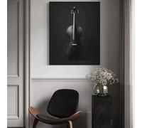 Affiche moderne en noir et blanc représentant des instruments de musique (guitare, batterie, piano, trompette) - Peinture sur toile - Décoration murale pour la maison (30 x 45 cm/Cadre intérieur)
