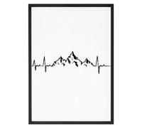 Affiche Montagne heart beat - Made In France - Tableau décoration murale - Cadeau montagne original rigolo (A4 (21 x 29,7 cm), Sans cadre)