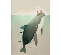 Affiche murale abstraite et minimaliste représentant une vie marine,une méduse,une baleine,une pieuvre,une chambre d'enfant,une décoration d'intérieur,une peinture sur toile 60x90cm sans cadre