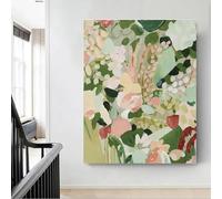 Affiche murale abstraite scandinave classique, grand format, peinture à l'huile moderne de fleurs vertes, pour la décoration de la maison, de la chambre et du salon (80x100cm(31x39 pouces)/sans cadre)