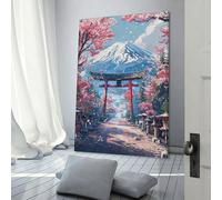 Affiche murale « Chemin sacré du Sakura vers le Fuji » - Décoration murale - Style rétro - Style nordique - Impression sur toile - Cadeau d'anniversaire pour femme - 20 x 30 cm