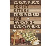 Affiche murale « Coffee Christ offers pargiveness For Everyone Everywhere Jésus » pour salle de bain, restaurant, garage, chambre familiale, cadeau de chambre à coucher, décoration murale rétro en