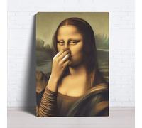 Affiche murale de salle de bain Mona Lisa, Toile murale humoristique parodiant la Joconde, Cadeau Anniversaire Humour toilette, vintage, mauvaise odeur, décoration d'intérieur (30 x 40 cm, cadre)