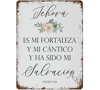 Affiche murale en métal avec verset de la Bible espagnole - Citation religieuse rétro - 20,3 x 30,5 cm