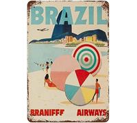 Affiche murale en métal style vintage du Brésil - 20,3 x 30,5 cm