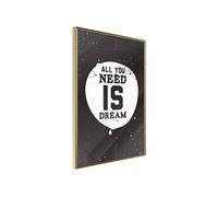 Affiche Murale Encadrée "All You Need" 21 x 30 cm Or