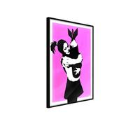 Affiche Murale Encadrée "Banksy Bomb Hugger" 30 x 42 cm Noir