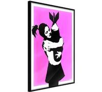 Affiche Murale Encadrée "Banksy Bomb Hugger" 30 x 42 cm Noir NOIR G