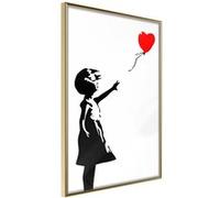 Affiche Murale Encadrée "Banksy Girl with Balloon I" 40 x 60 cm Or