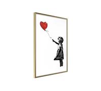 Affiche Murale Encadrée "Banksy Girl with Balloon II" 21 x 30 cm Or