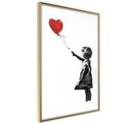 Affiche Murale Encadrée "Banksy Girl with Balloon II" 21 x 30 cm Or