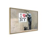 Affiche Murale Encadrée "Banksy I Heart NY" 60 x 40 cm Or