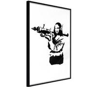 Affiche Murale Encadrée Banksy Mona Lisa with Bazooka II 21 x 30 cm Noir