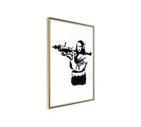 Affiche Murale Encadrée "Banksy Mona Lisa with Bazooka II" 21 x 30 cm Or