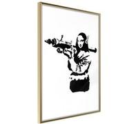 Affiche Murale Encadrée Banksy Mona Lisa with Bazooka II 21 x 30 cm Or