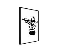 Affiche Murale Encadrée Banksy Mona Lisa with Bazooka II 30 x 42 cm Noir NOIR