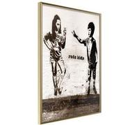 Affiche Murale Encadrée Banksy Rude Kids 30 x 42 cm Or G