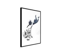 Affiche Murale Encadrée "Banksy Shop Until You Drop" 21 x 30 cm Noir NOIR G