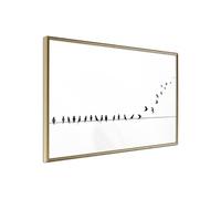 Affiche Murale Encadrée "Birds on a Wire" 30 x 20 cm Or