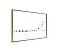 Affiche Murale Encadrée "Birds on a Wire" 30 x 20 cm Or