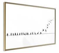 Affiche Murale Encadrée "Birds on a Wire" 30 x 20 cm Or G