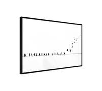 Affiche Murale Encadrée "Birds on a Wire" 90 x 60 cm Noir