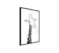 Affiche Murale Encadrée "Black and White Giraffe" 21 x 30 cm Noir