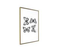 Affiche Murale Encadrée "Butterfly Collection IV" 21 x 30 cm Or
