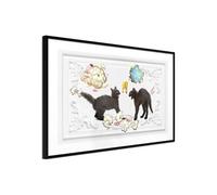 Affiche Murale Encadrée "Cat Fight" 90 x 60 cm Noir