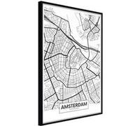 Affiche Murale Encadrée City map Amsterdam 21 x 30 cm Noir