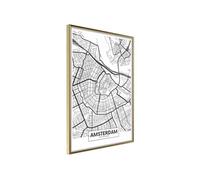 Affiche Murale Encadrée City map Amsterdam 21 x 30 cm Or